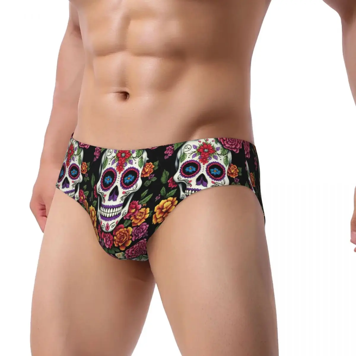 Men's Triangle Pants Day Of The Dead Sugar Skull Man Underwear Sexy Briefs Breathable Sweat Comfortable Panties