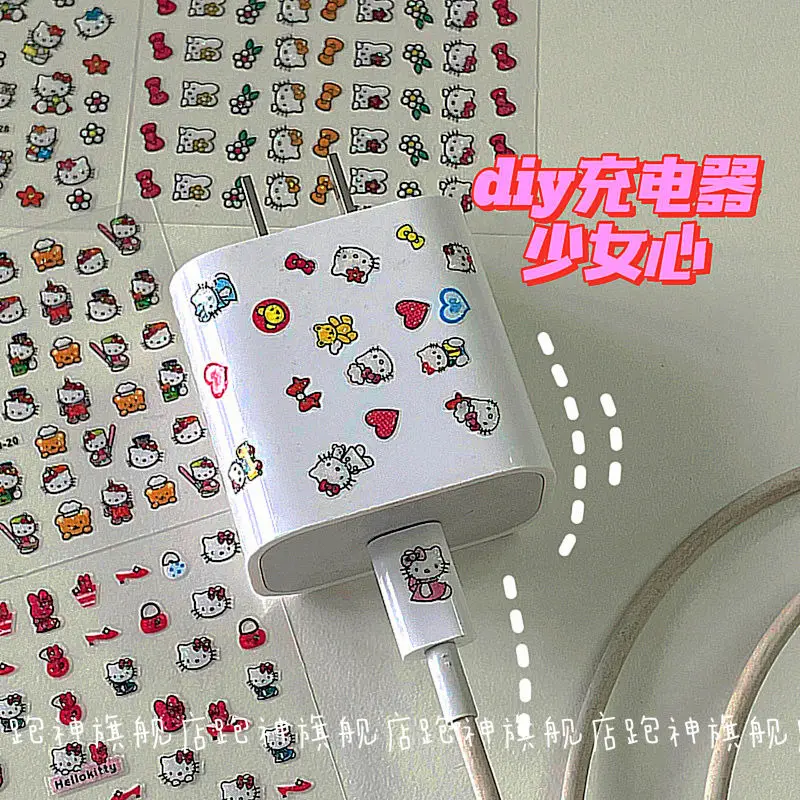 Cute Sanrio Mini Nail Kitty Cartoon Sticker Stickers Hello Laptop Stationery Waterproof Diy Decal Kid Toy Kawaii Girl Ornaments