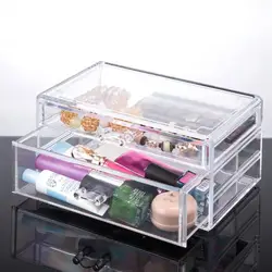 Cosmetic Organizer Makeup Organizer Large Capacity Transparent Acrylic Display Case Jewelry Stationery with 2 Drawers Desktop St