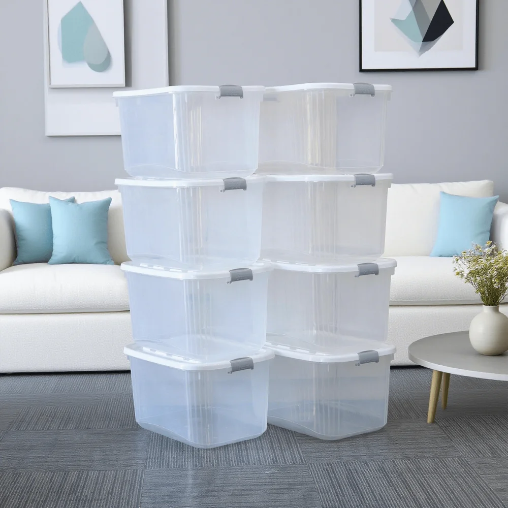 

Transparent Storage Box, Large Capacity Folding Storage Box, Snap Cover Is Stable And Reliable, Whether It Is Heavy Bedding Or