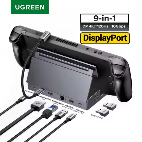 UGREEN Steam Deck Docking Station 10Gbps USB-C to 4K120Hz DisplayPort Gigabit RJ45 PD100W TF/SD for PC iPad Rog Ally/X Legion Go