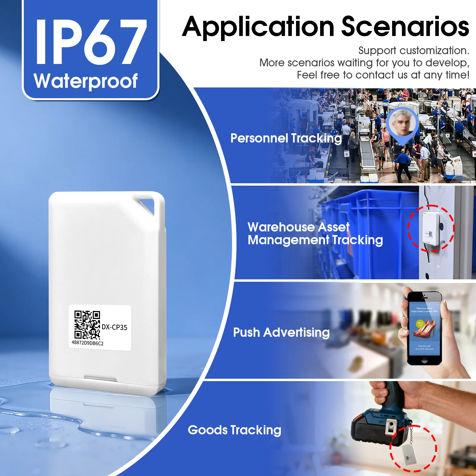 DX-CP35 Replaceable battery Eddystone Mini size iBeacon DA14531 BLE 5.1 Tags Tracker Location Bluetooth Beacon IP67 Waterproof image 3