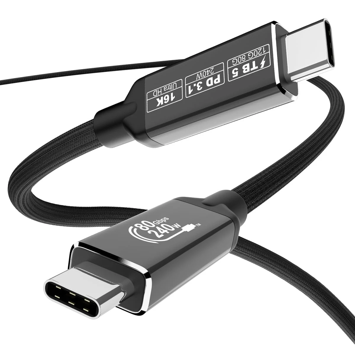 120Gbps Bandwidth Boost 240W PD3.1 Charging Cord 80Gbps Fast Data Transfer 16K Dual 8K Video for USB4 Dock Macbook Pro eGPU SSD
