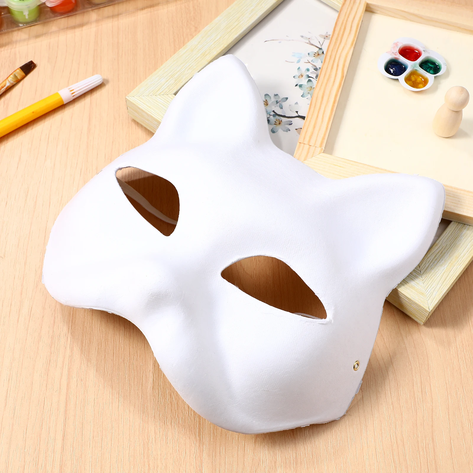 3 ชิ้นเปล่ามือทาสีหน้ากากใบหน้าแมว DIY Craft Masquerade Mardi Gras งานแต่งงานพรหมแฟชั่นแสดงเครื่องแต่งกาย Party เป็นมิตรกับสิ่งแวดล้อม