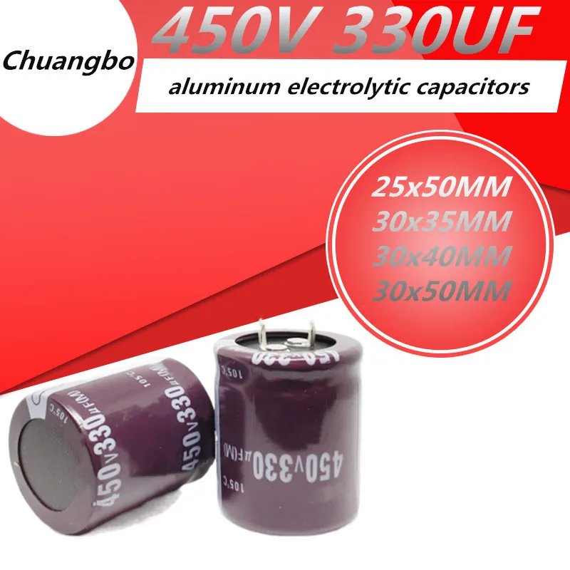 

2-5pcs 450V 330UF 25x50 30x35 30x40 30x50MM High Quality Aluminum Electrolytic Capacitor 450V330UF 25x50 30x35 30x40MM