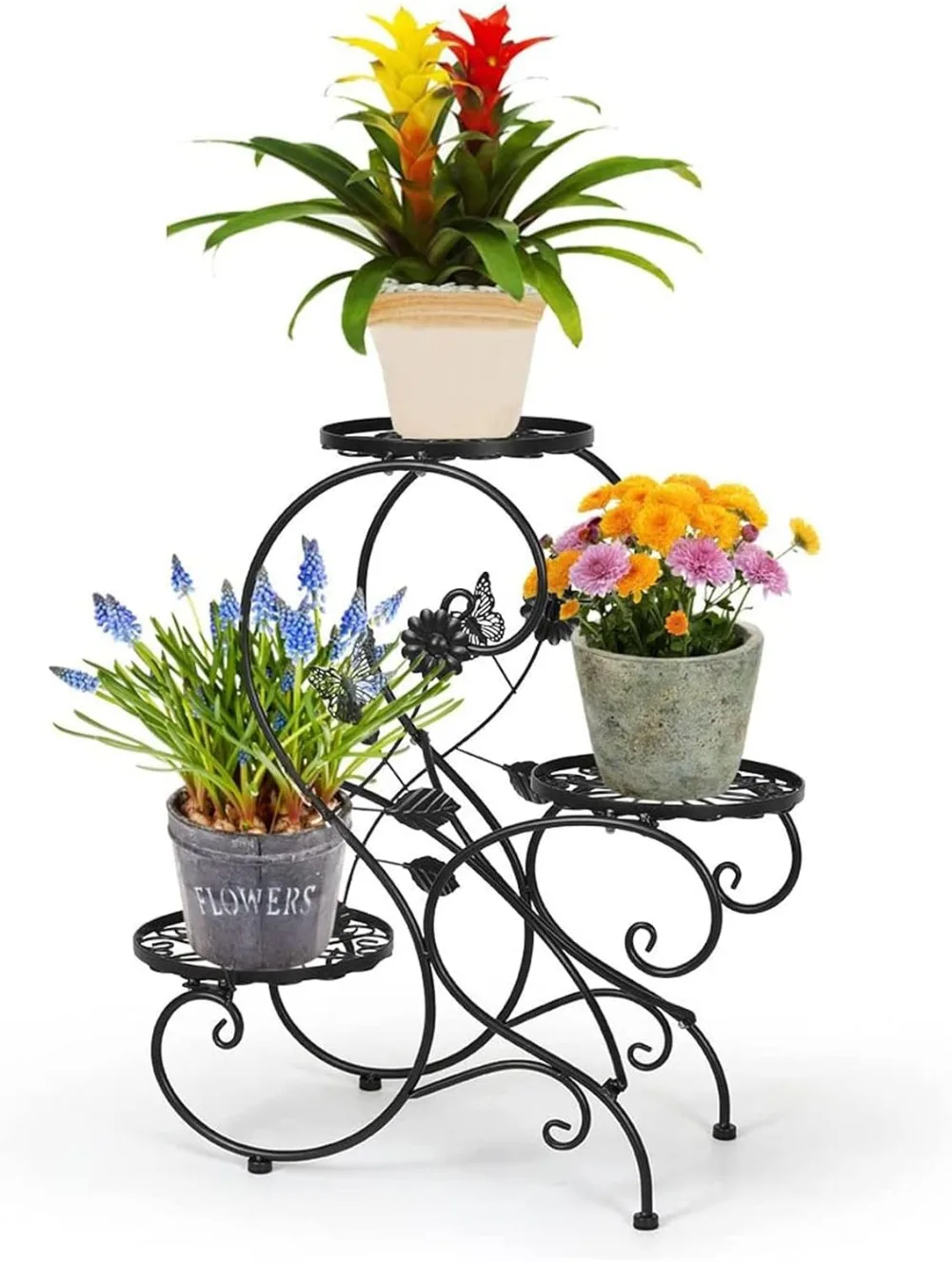 

HLC 3 Tier Tall Plant Stand Outdoor Flower Stand Flower Pot Holder Display for Patio Garden Corner Balcony Living Room