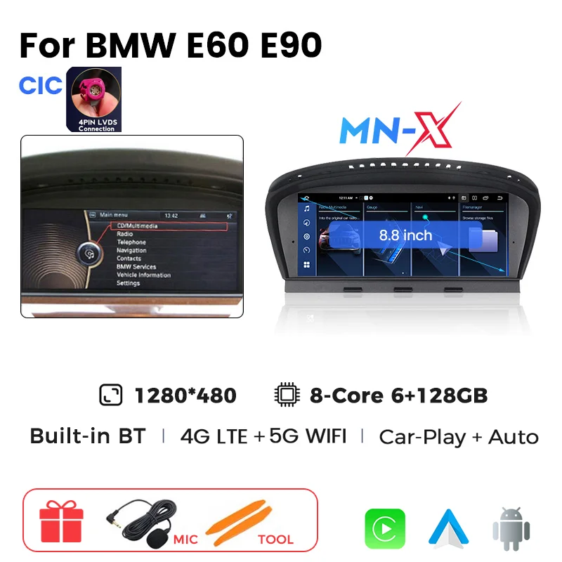 MEKEDE Android 14 Auto Multimedia Speler Voor BMW 3 Serie E60 E61 E63 E64 5 Serie E90 E91 E92 E93 CCC CIC DSP Carplay Auto Radio - afbeelding 1
