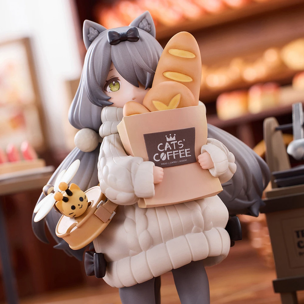 ฟิกเกอร์อนิเมะชุดแมวในช่วงช่วงเวลาพักดื่มชา DLC Series ของ RIBOSE  ฉาก Meow Town Bakery  ชุดพนักงานและลูกค้า ขนาด 12 ซม. ของเล่นสะสม ของขวัญ