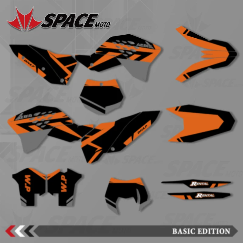 ملصقات شارات رسومات الفريق المخصصة من SPACE MOTO لـ 125 250 350 450 500 SX SXF XC XCF 2007-2025 EXC EXCF XCW Honda 2008-2026