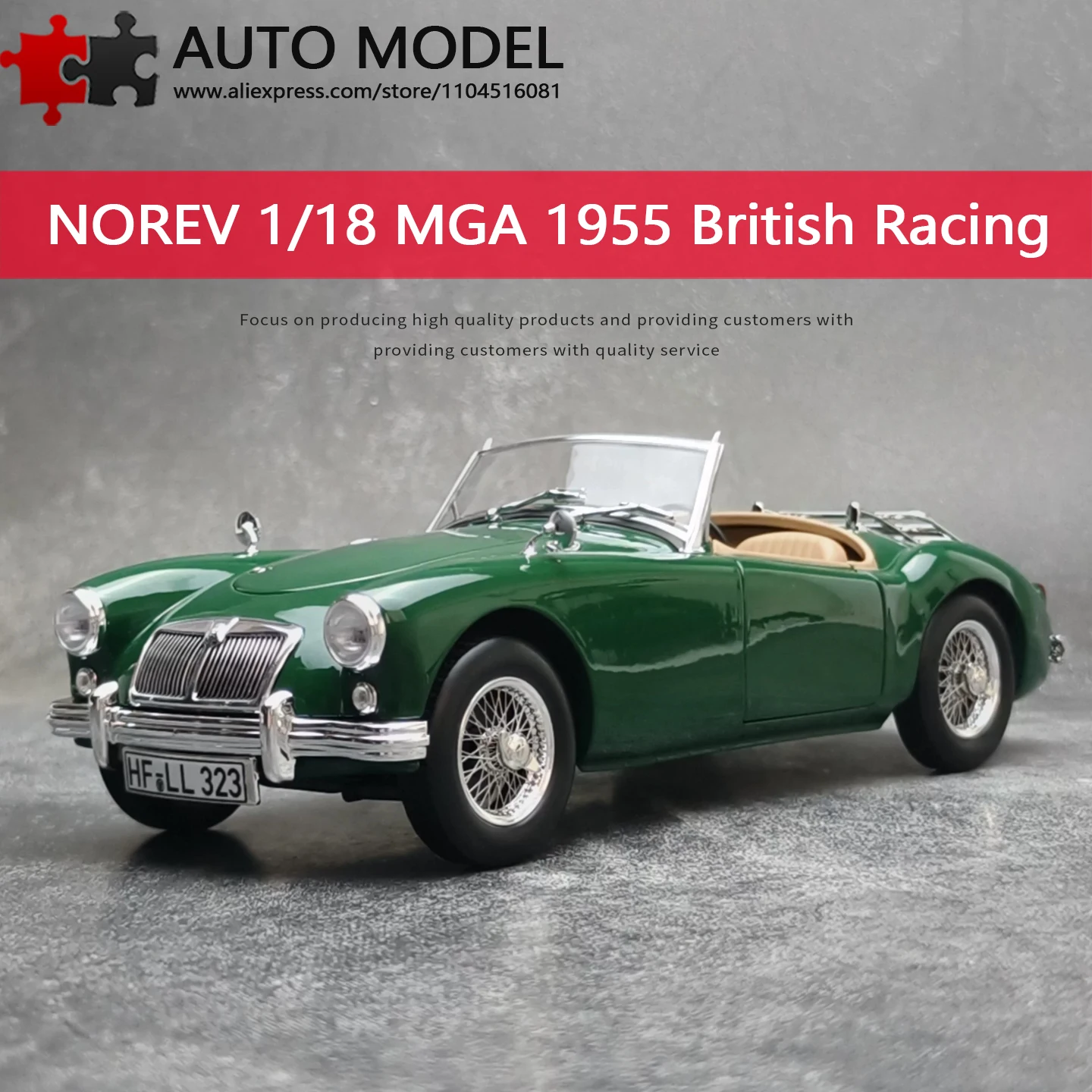 Norev 1:18 Modelos de Coches MG MGA 1955 Coches de Carreras Británicos Clásicos Convertibles de Aleación Fundida a Presión, Coches de Metal en Miniatura, Coches de Colección, Juguetes