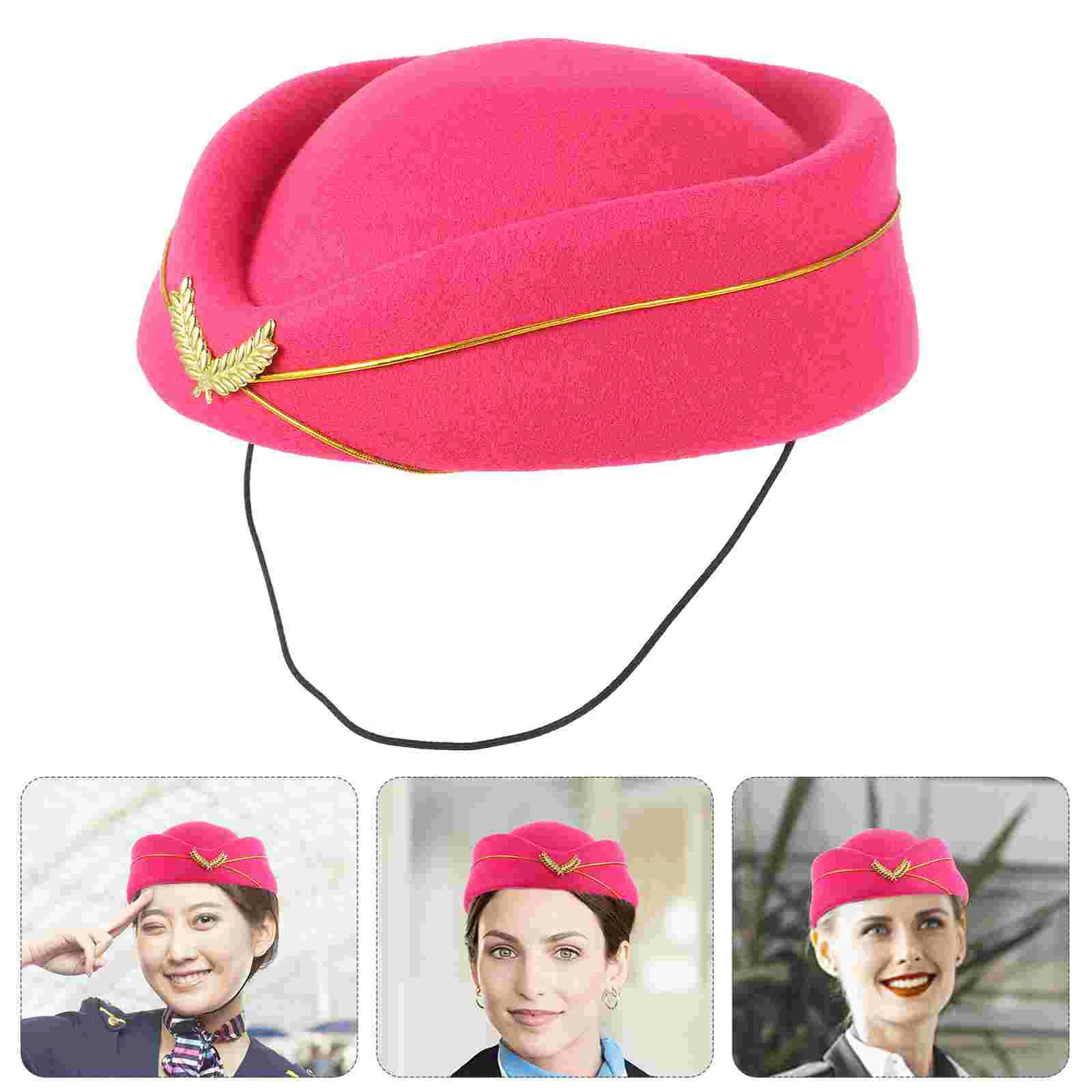 Cappello rosa Costume Hostess Halloween Assistente di volo Decor Performance Supply Donna