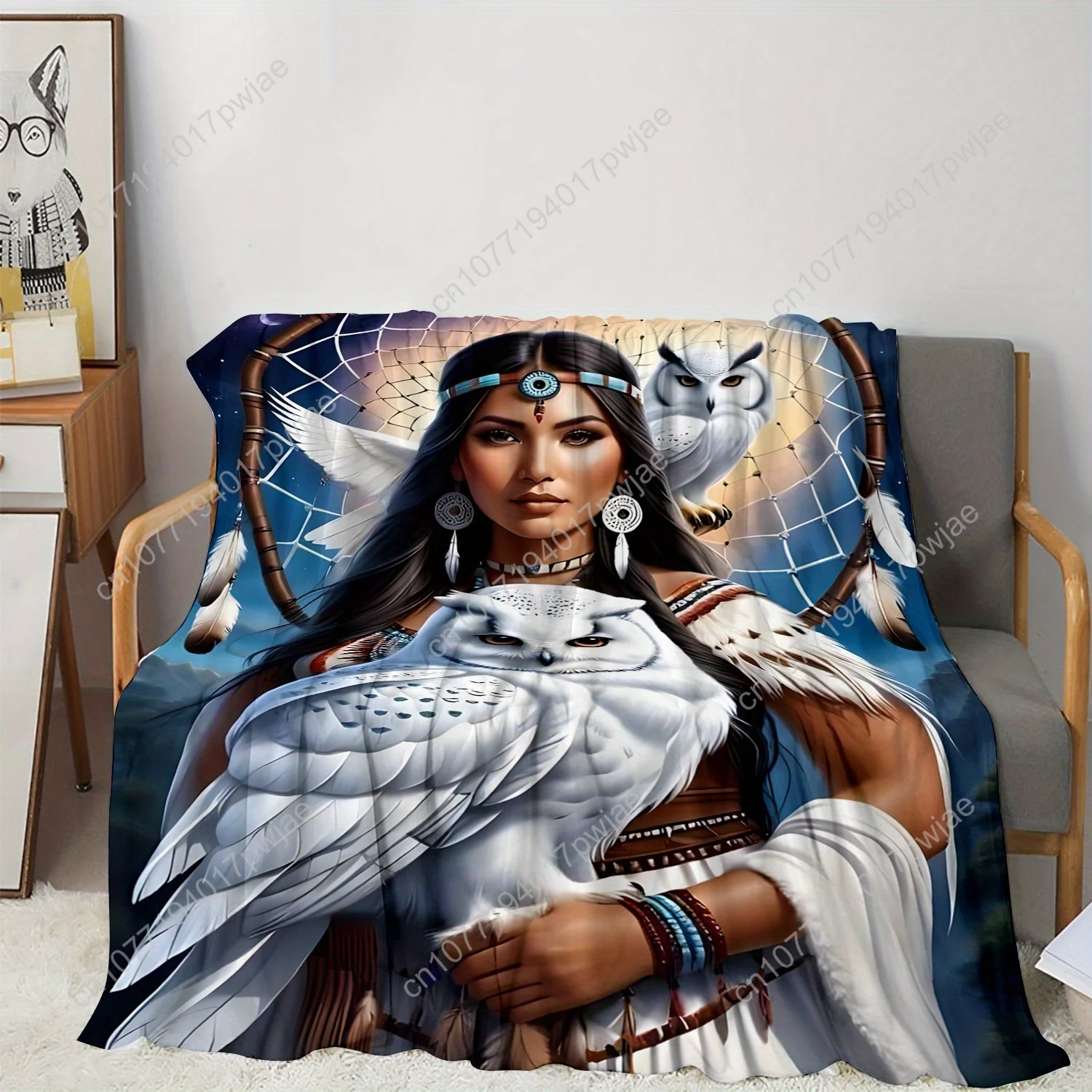 Плед с цифровым принтом "Орел Королева" - мягкий и теплый, подходит для дома и поездок