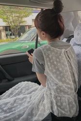 Summer Back Strap Dress Women's White Chic Personality Outer Casual Versatile Anti-Aging Fairy Long Skirt Korean Style Hollow...