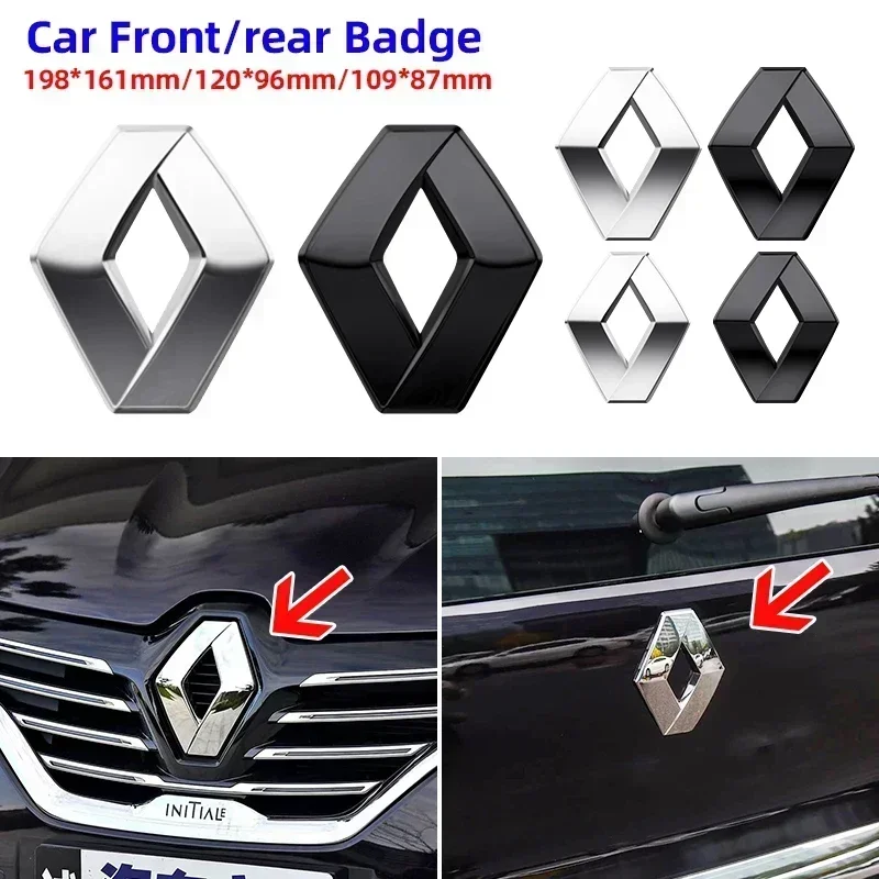 Emblema/Logo para maletero trasero, parrilla delantera y capó para Renault RS Koleos Captur Talisman Kadjar Megane 2 3 Clio 5 Zoe (1 pieza)
