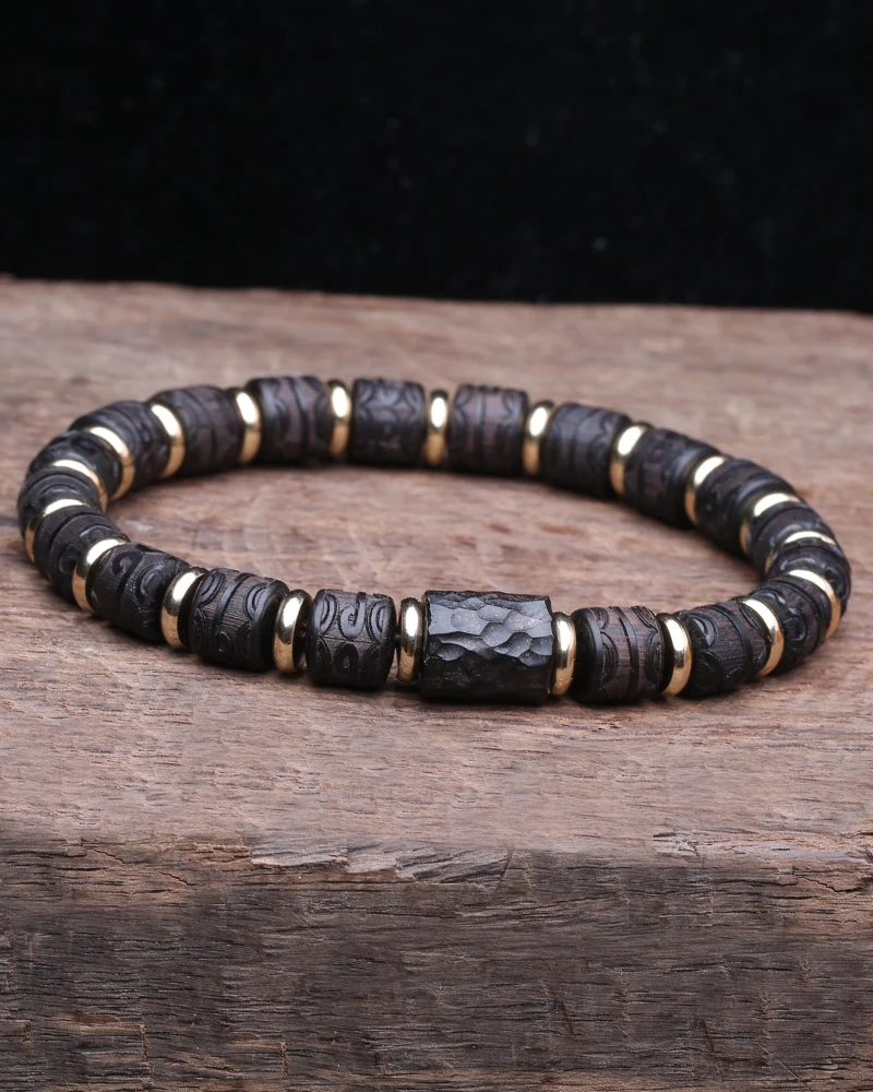 Ebenholz-Armband, 8 mm x 8 mm, Liebessymbol, Valentinstagsgeschenk, Paar-Versprechensarmband, Express Love – Detail 1