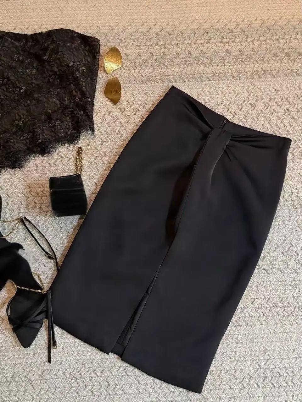 

Slimming High Waist Asymmetrical Skirt for Women Summer 2026 Fashionable Versatile Simple Style Split Dress Skirt