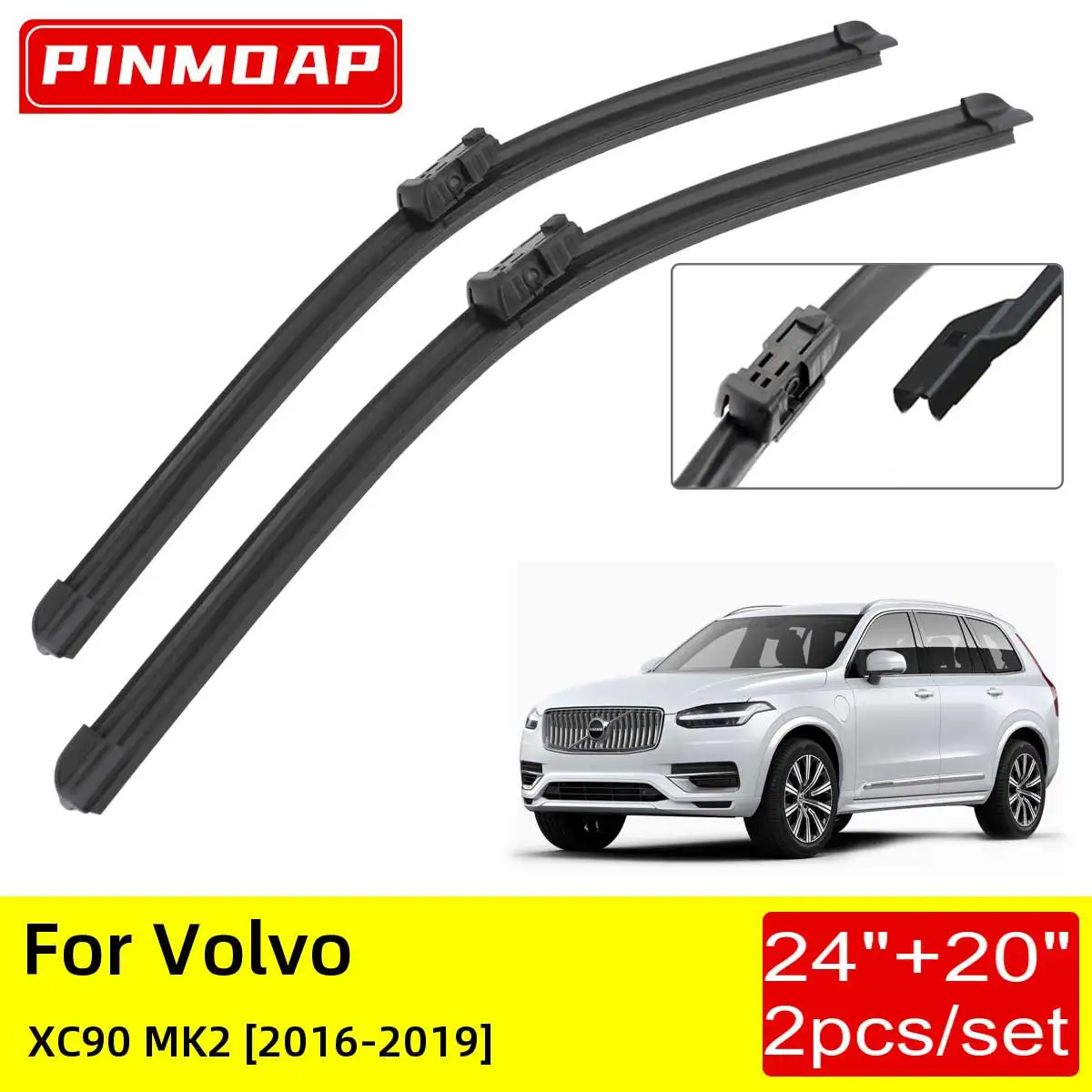 For Volvo XC90 MK2 2016 2017 2018 2019 Front Wiper Blades 24