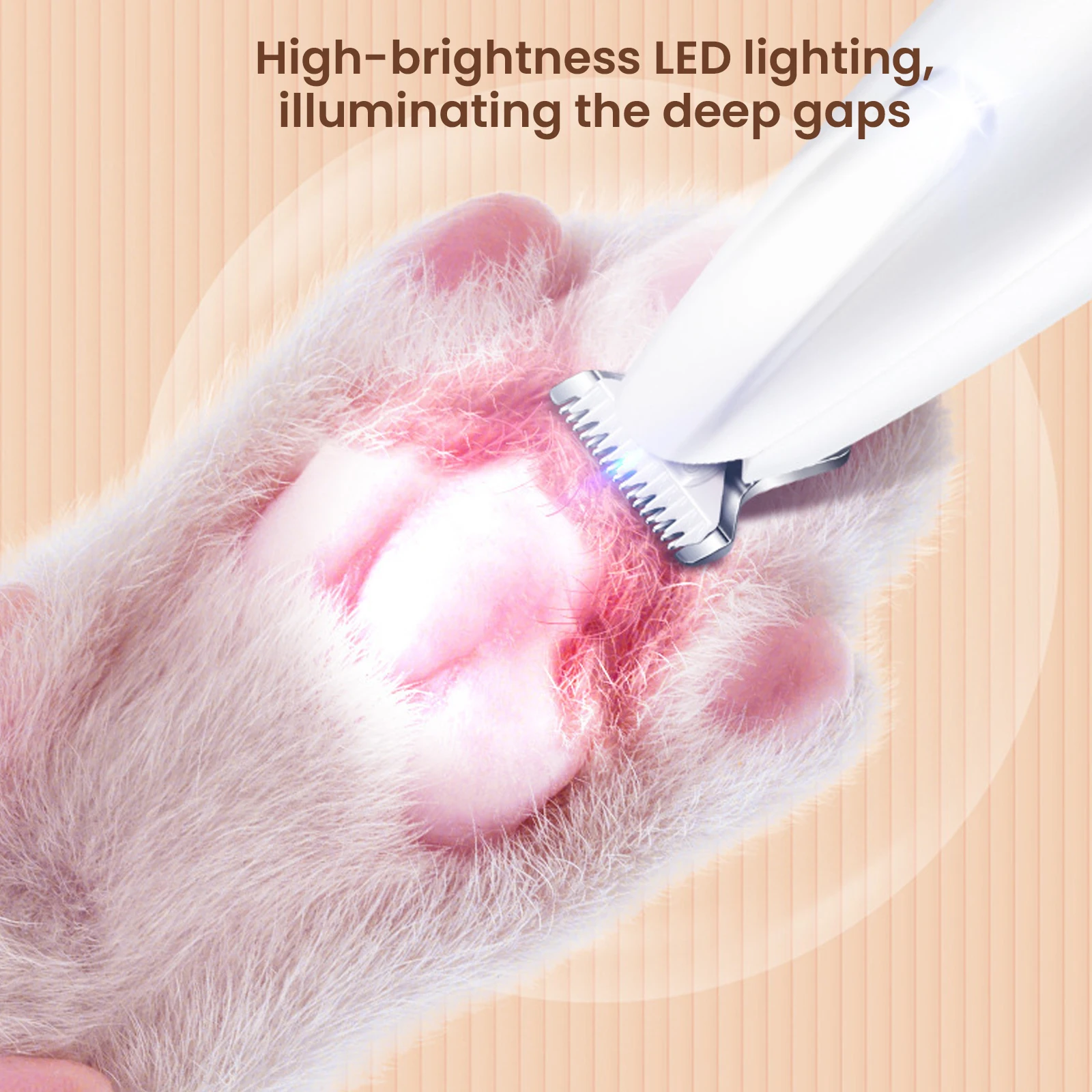 Rechargeable Pet Paw Trimmer with LED Light, Fully Waterproof Dogs Cats Hair Trimmer, Dog Clippers for Grooming image 3