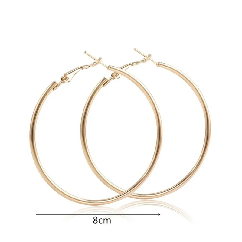 Big Hoop Earrings For Women Brincos Gold Silver Color Statement Jewelry Trendy Big Smooth Round Circle Geometric Earrings 2022