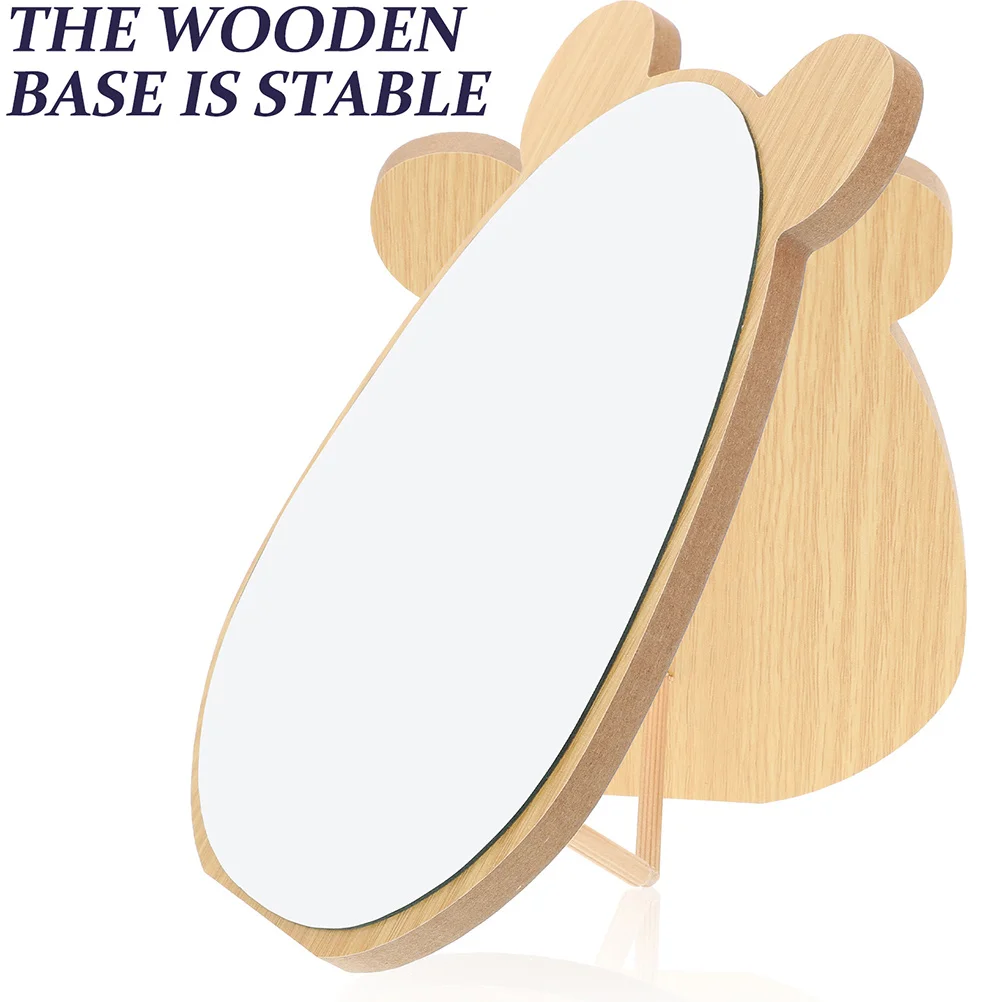 

2Sets Desktop Makeup Mirrors Wooden Design Makeup Mirror Tabletop Clear Reflection Vanity Mirror for Home Office