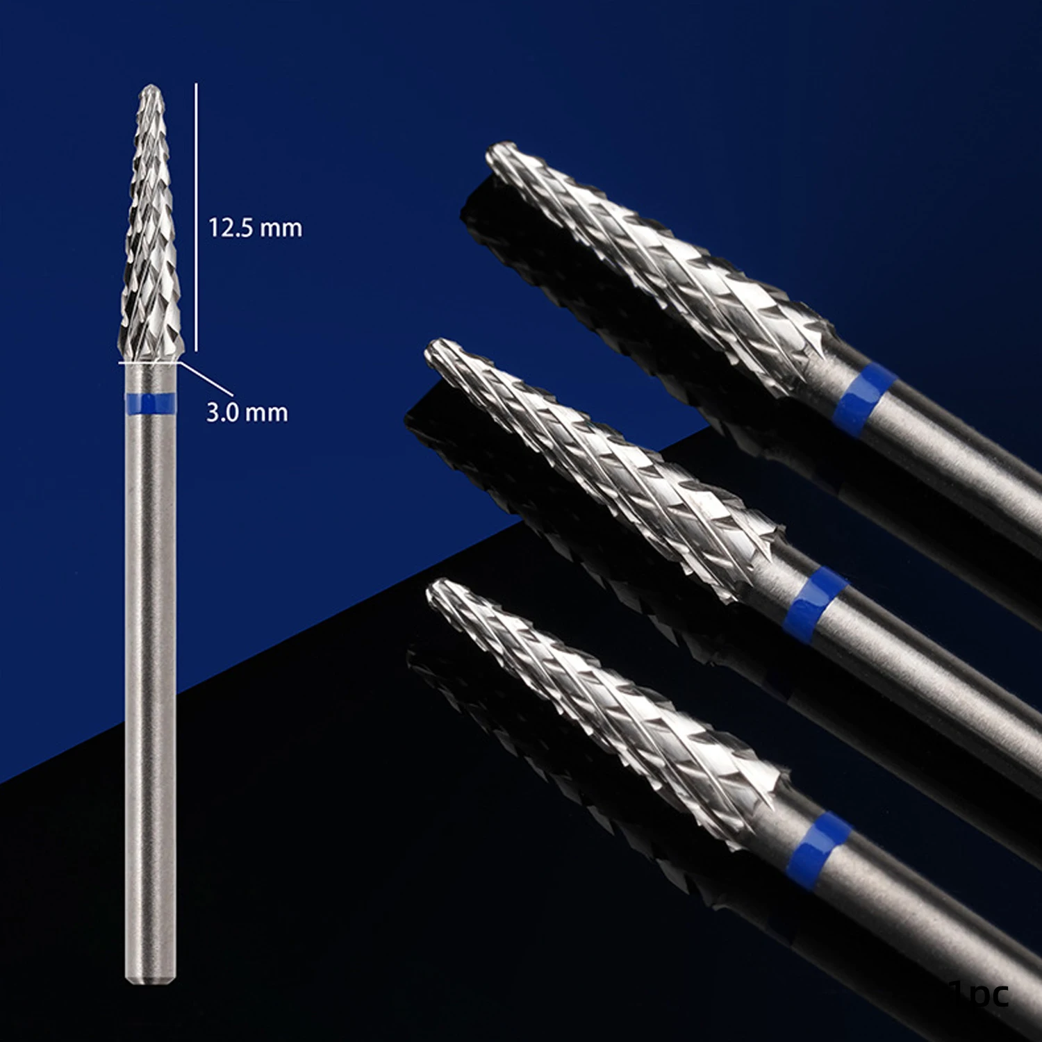 1pc Nail Drill Bits Set for Acrylic Nails, 3/32" Shank Tungsten Steel Tapered Shape Nail Drill, Professional Carbide Tungsten Dr image 2