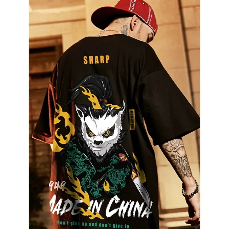 جديد ثلاثية الأبعاد الطباعة الصين-شيك Xingshi Chaopai قصيرة الأكمام تي شيرت الرجال فضفاض موضة الرجال ملابس رياضية بأكمام قصيرة #1