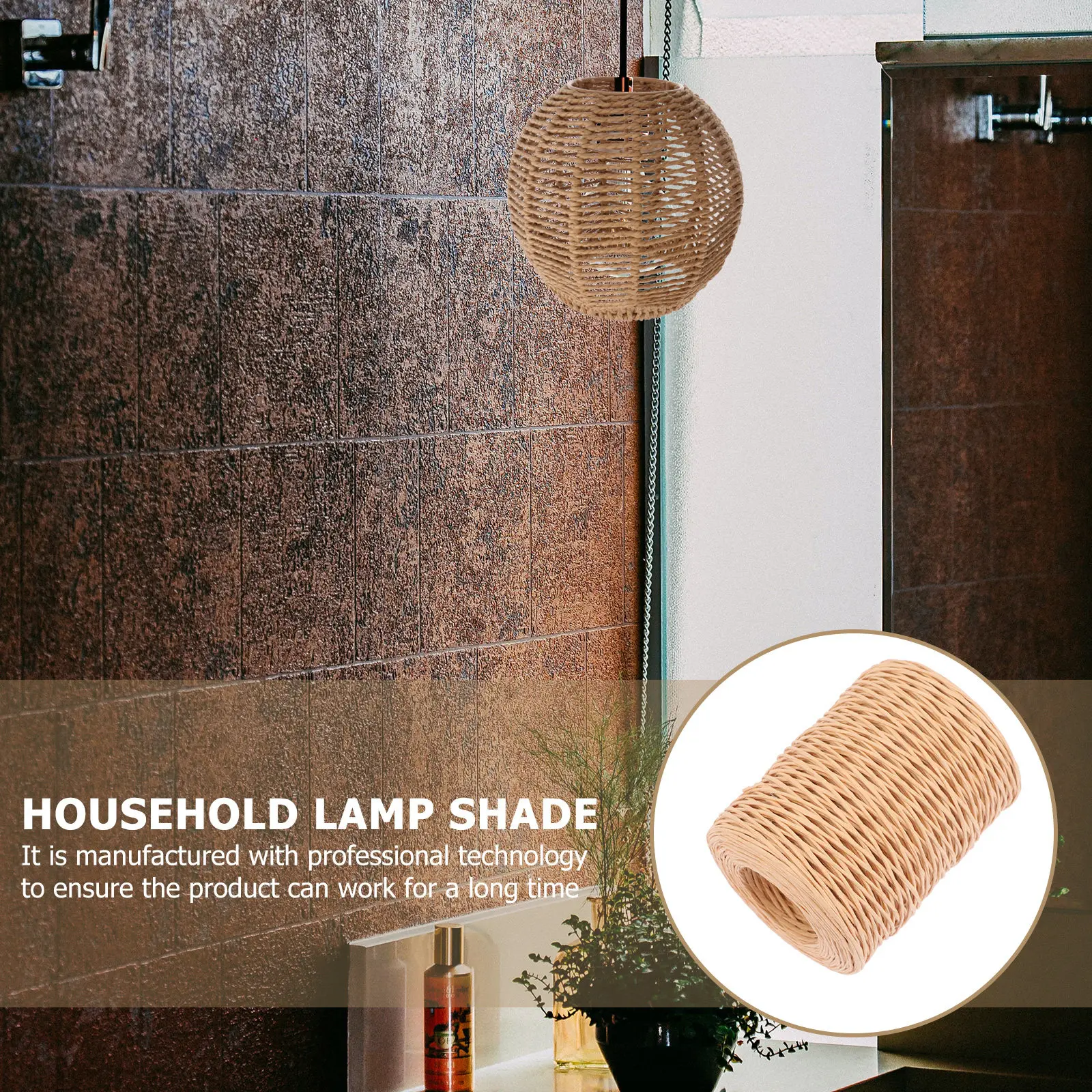 Imitation Rattan Barrel Lamp Shade Paper Lampshade Ceiling Light Indoor Home Table Lamp Cover Indoor Light Paper Lampshade