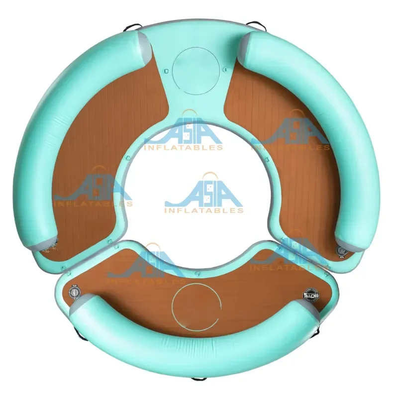 New Design 3X3m Teak EVA Water Dock Pontoon Leisure Mat, DWF Floating Inflatable Dock Eva Pad Mattress Sea Boat Leisure Land