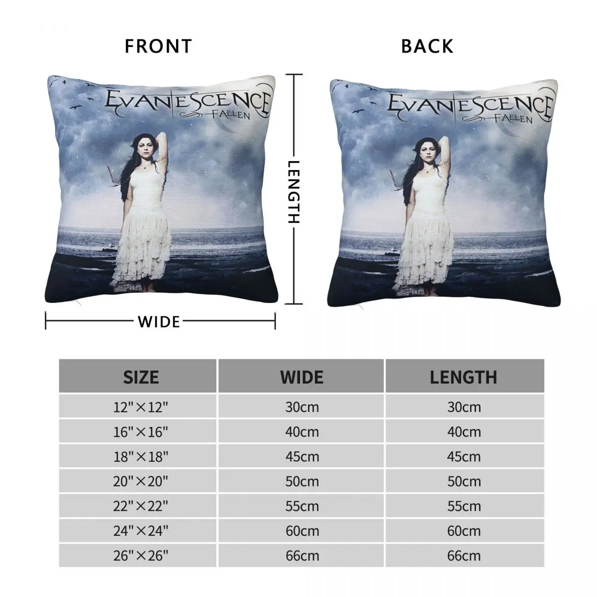 Evanescences Rock Band Square Pillowcase Cushion Cover Pillow Case Throw Pillow Cover for Home Sofa Living Room