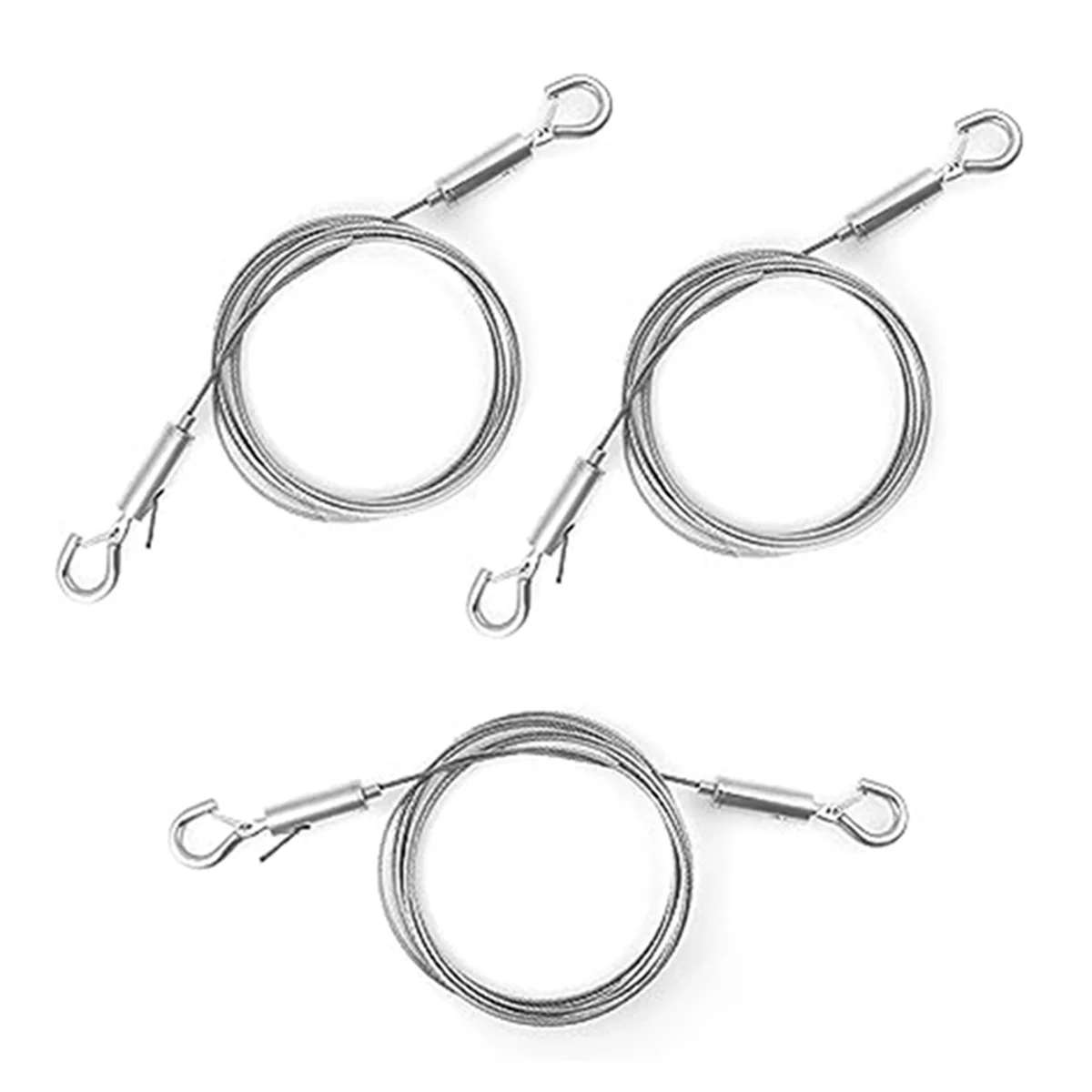 3 Stainless Steel Adjustable Lanyards Clothesline with Hooks Hanging Line for Picture Frame Planter(Double Hook)