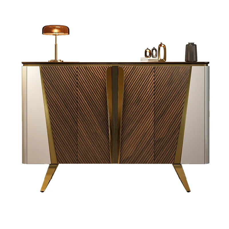 

Solid wood shoe cabinet entrance integrated light luxury modern black walnut villa Italian style foyer decoration cabinet