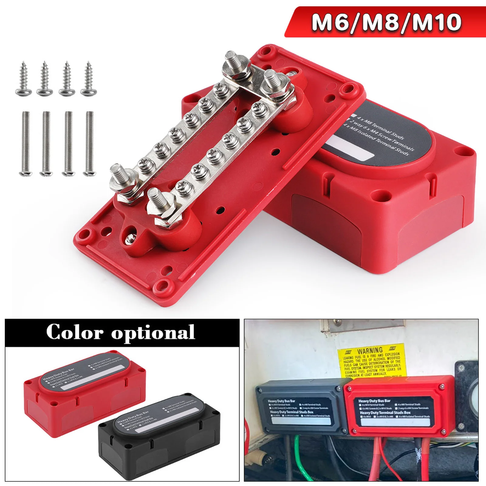 

With M6 /M8/M10 Terminal Studs For Car Boat 48V 300A Heavy Duty Busbar Power Distribution Terminal Block Copper Electric Bus Bar