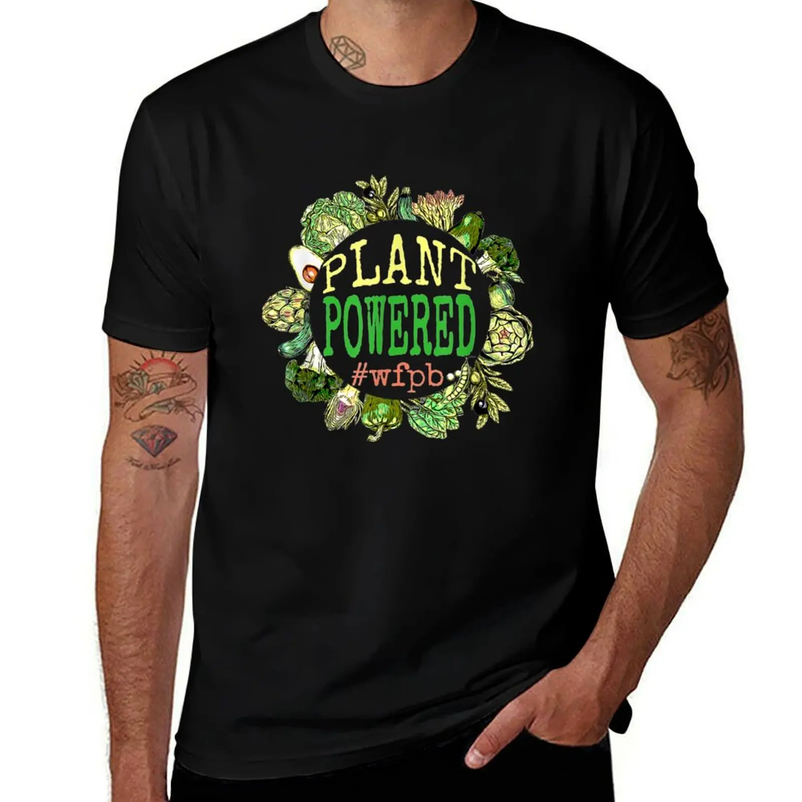 Plant Powered Wfpb Whole Food Plant Based Vegan Graphic T-Shirt cute tops vintage anime shirt funny t shirts men