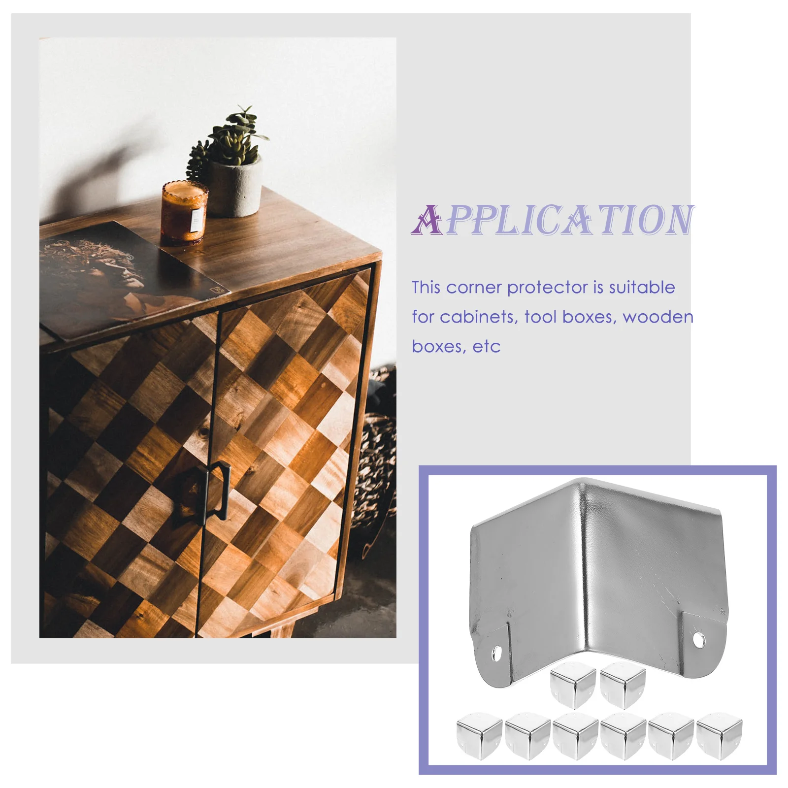 

10Pcs Corner Protector Electrical Cabinet Door Positioning Iron Vintage Style 50mm Box Corner Guard Decorative Edge Cover