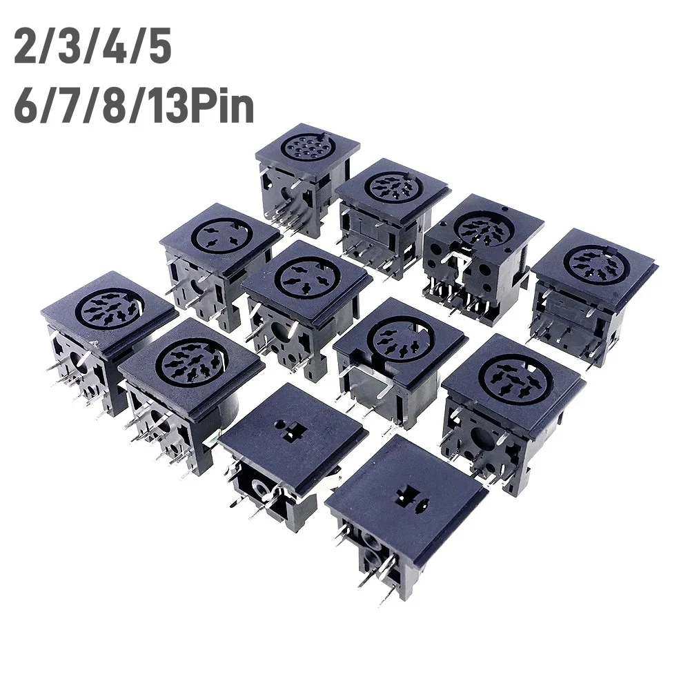 Din Socket 2 3 4 5 6 7 8 Position Female 13 Pin PCB Right Angle Through Holes SDS-J DS Power Jack 2A 110V Circular Receptacle