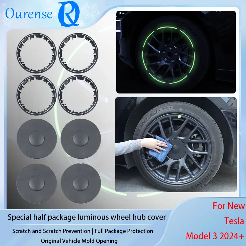 4PCS HubCap Protective Cover For Tesla Model 3 Highland 2024 18Inch Patch Wheel Performance Replacement Wheel Hub Protection Cov