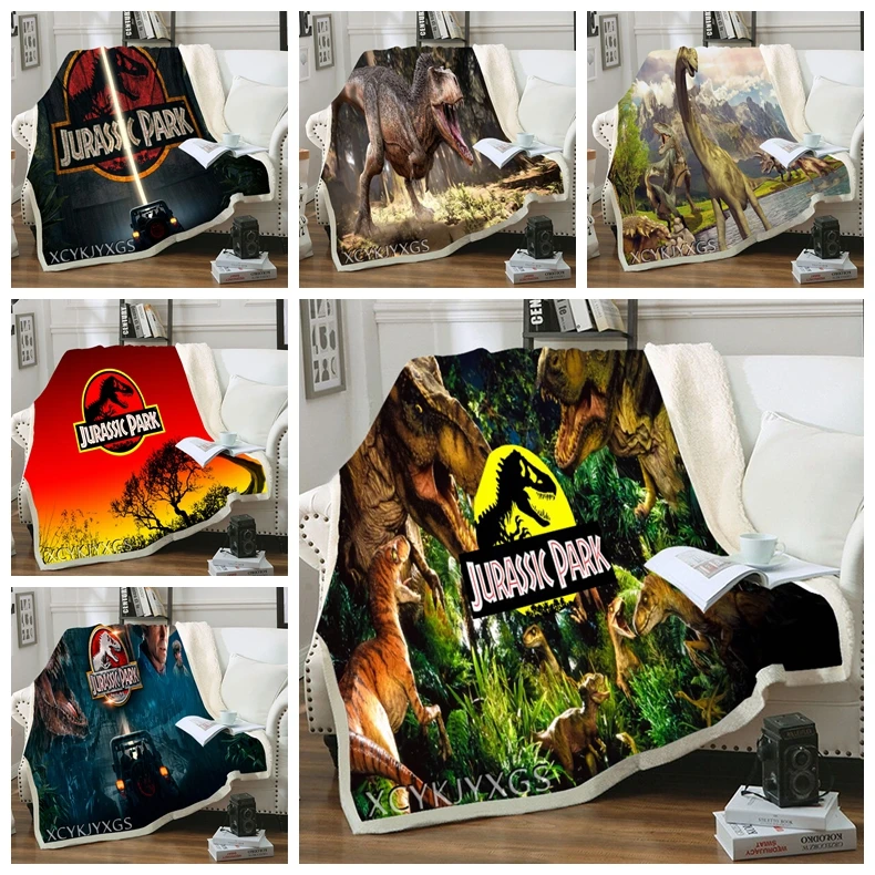 phechion Dinosaur Art 3D Printing Plush Fleece Blanket Adult Fashion Quilts Home Office Casual Kids Girls Sherpa Blanket B35