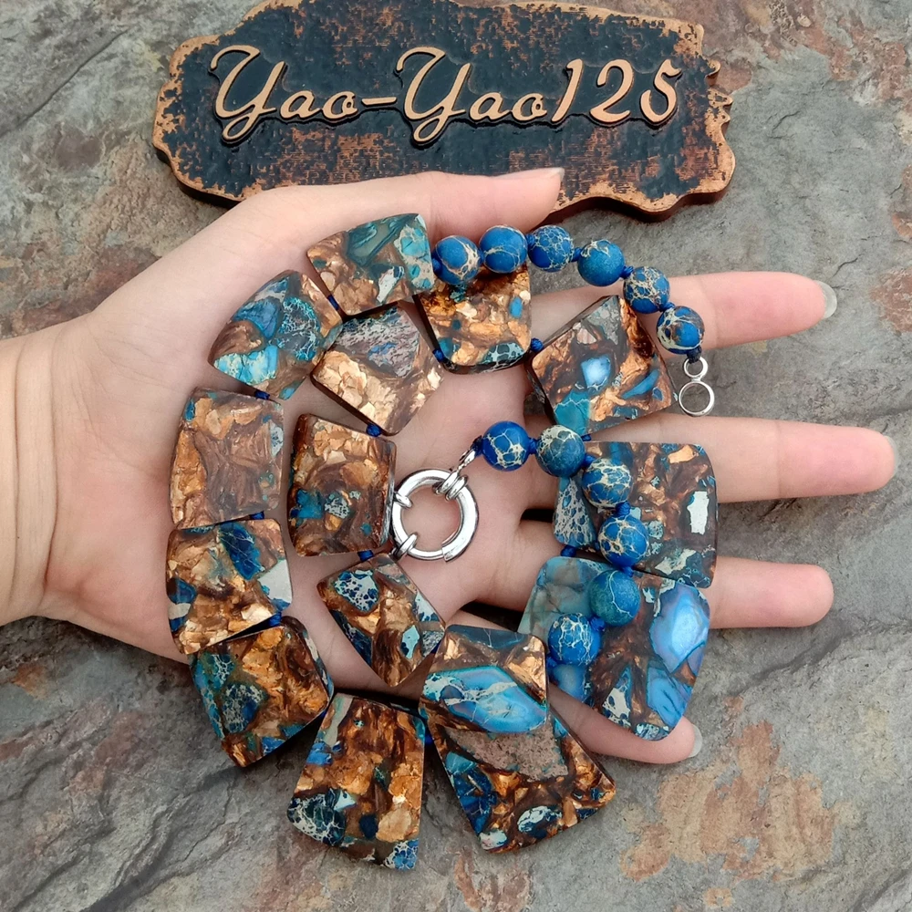 Y·YING 19\'\' Mixed Color Sea Sediment Imperial Jasper Graduated Necklace