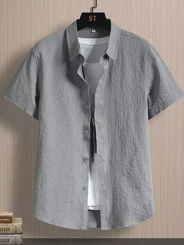 

Высококачественная мужская эластичная одежда из ледяного шелка ort Sve irt, новинка 2025, лето, однотонная, без железа, против морщин, Youth Faion