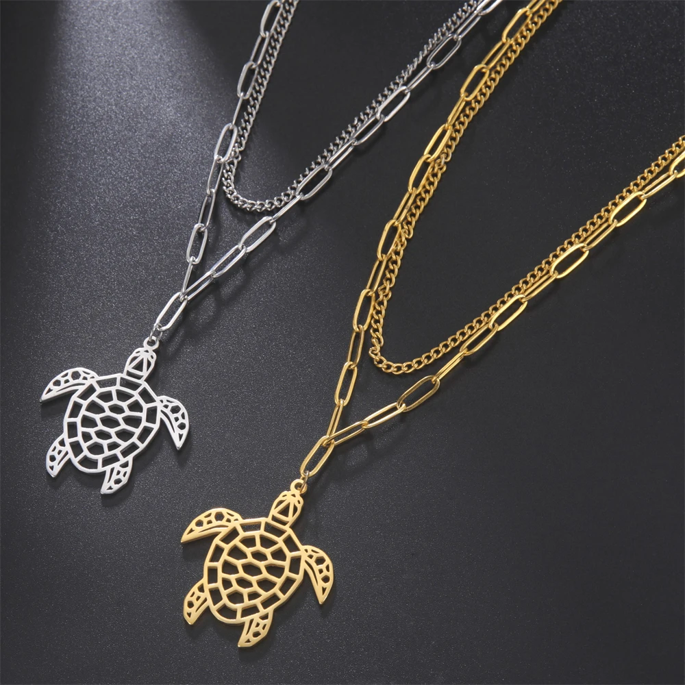 Cazador Animal Necklace for Men Women Stainless Steel Turtle Pendant Necklace Jewelry Gift Trend 2024 Birthday Gift Wholesale