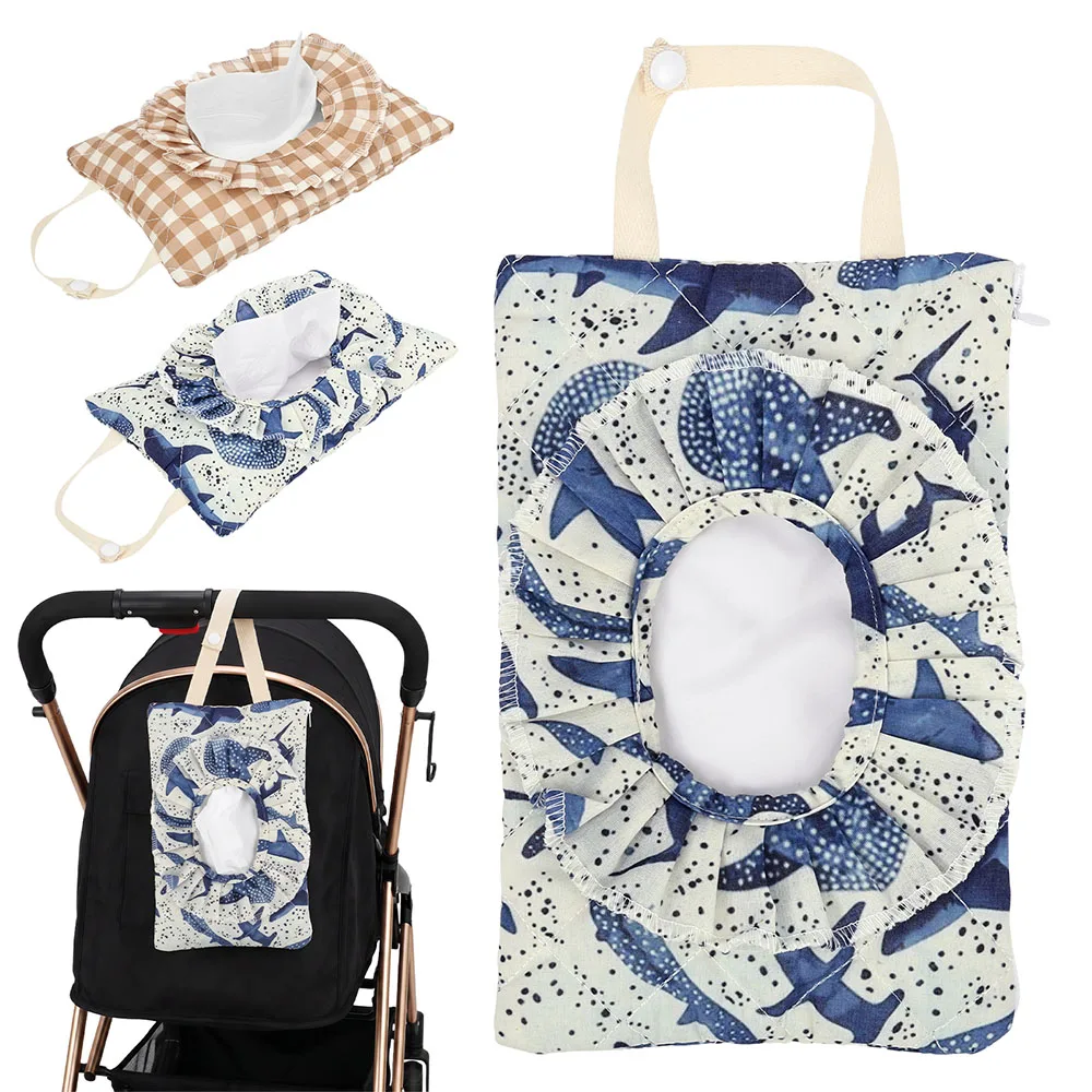 Baby Wipe Case Travel Tissue Holder with Hanging Lanyard and Zipper Reusable Portable Wet Wipes Storage Bag Stroller Travel Use