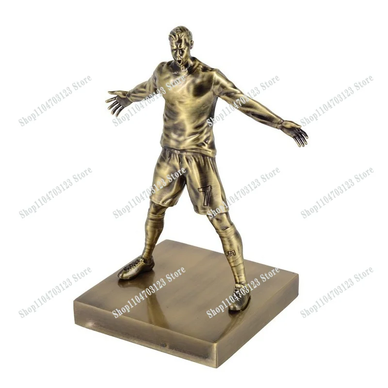 Figure doll goal celebration action bronze statue ornament