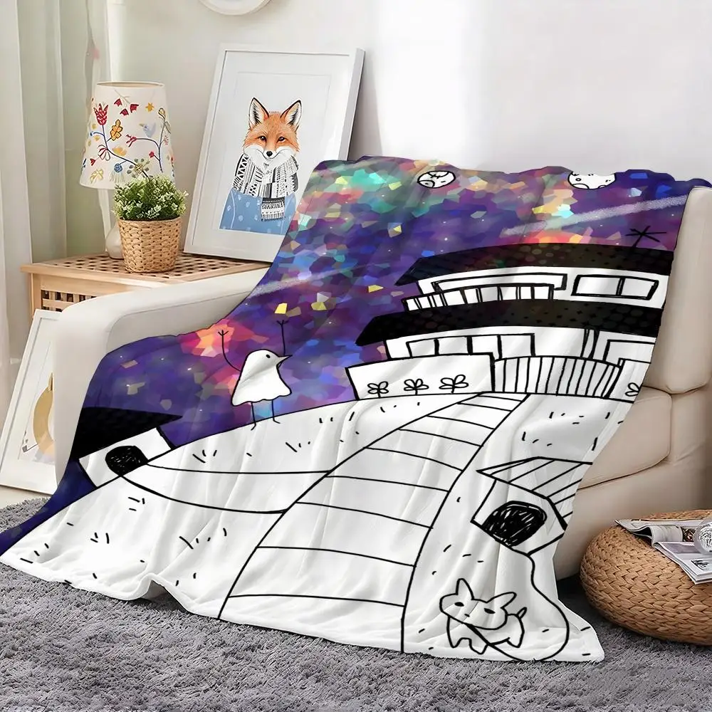 Anime G-Goodnight Punpun Throw Flannel Blanket Warm Cozy Throw For Bed Sofa Office Travel All Season