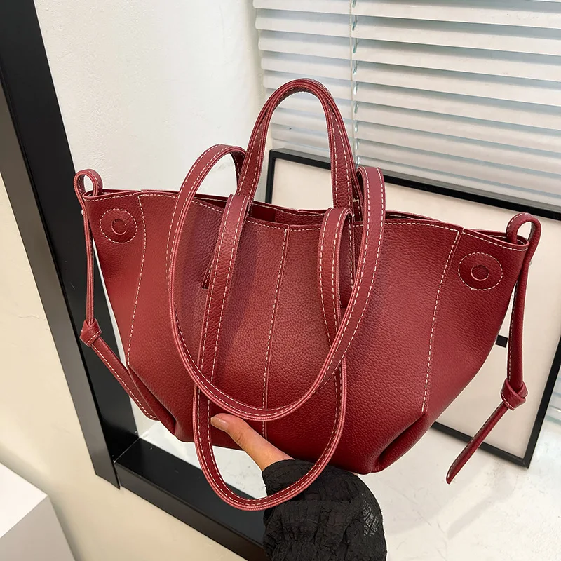 حقيبة حمل جديدة ذات سعة كبيرة لعام 2025 للنساء، محفظة كتف متعددة الاتجاهات من الجلد الطبيعي، حقيبة عمل أنيقة عتيقة #4