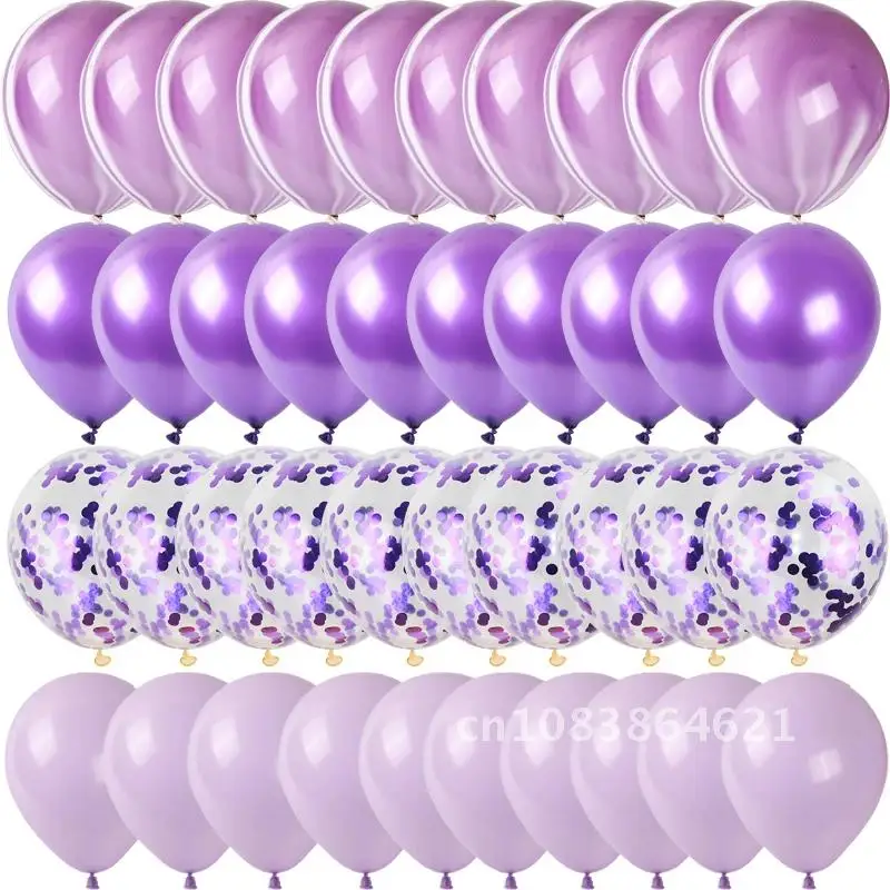 

40pcs set Purple Confetti Agate Latex Balloons 12inch Macaron Balloons Birthday Party Wedding Decoration baby shower Balloon