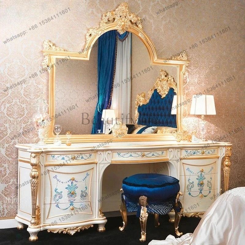 

High-end French solid wood dresser European luxury bedroom princess dressing table home dressing