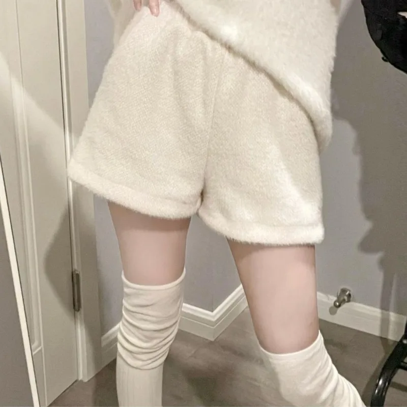 

Норковые шорты женские Y2k Свободные трапециевидные широкие брюки Harajuku Готические эластичные короткие брюки с высокой талией Pantalones Cortos De Mujer