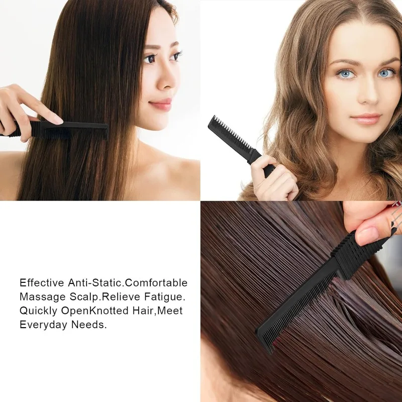 3パック カーボンリフト からかいコーム 金属プロング付き ヘアピックコーム 女性用 ヘアスタイリング (ブラック)