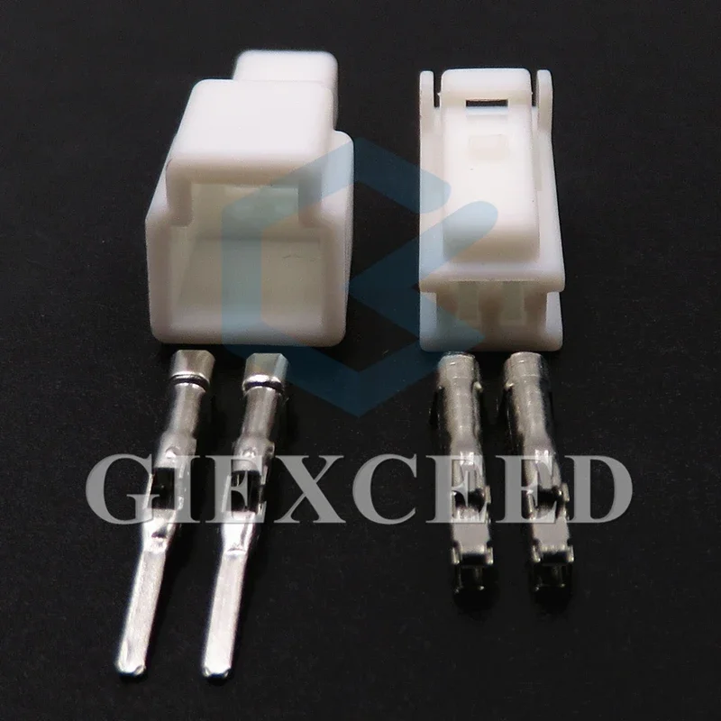 2 Sets 2 Pin Unsealed Connector With Terminal 1.2 Seires White Auto Electric Wire Harness AC Assembly Plastic Housing Socket