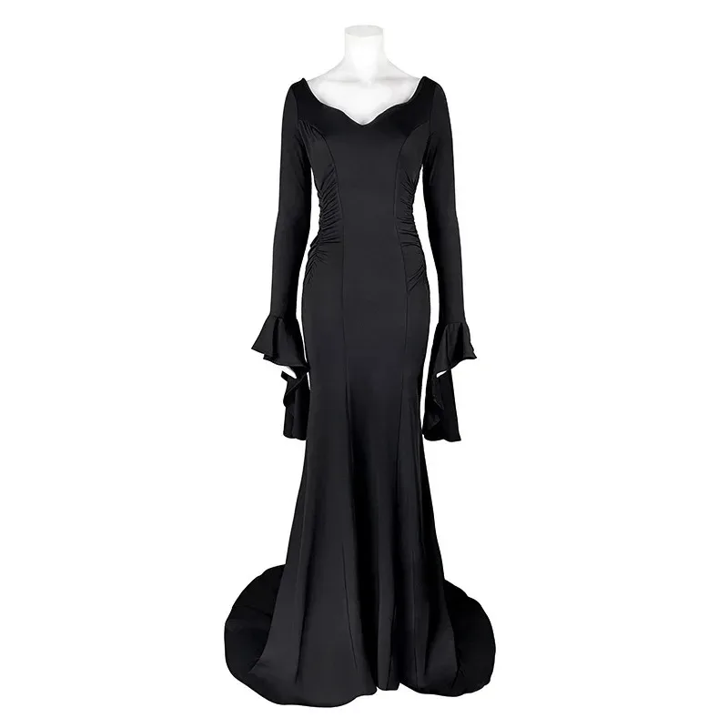 Cosplay Costume Morticia Black Sexy Up Slim Party Evening Dress Disfraz Halloween Witch Dresses Womenr,7;k'2.s;9, - Image 2